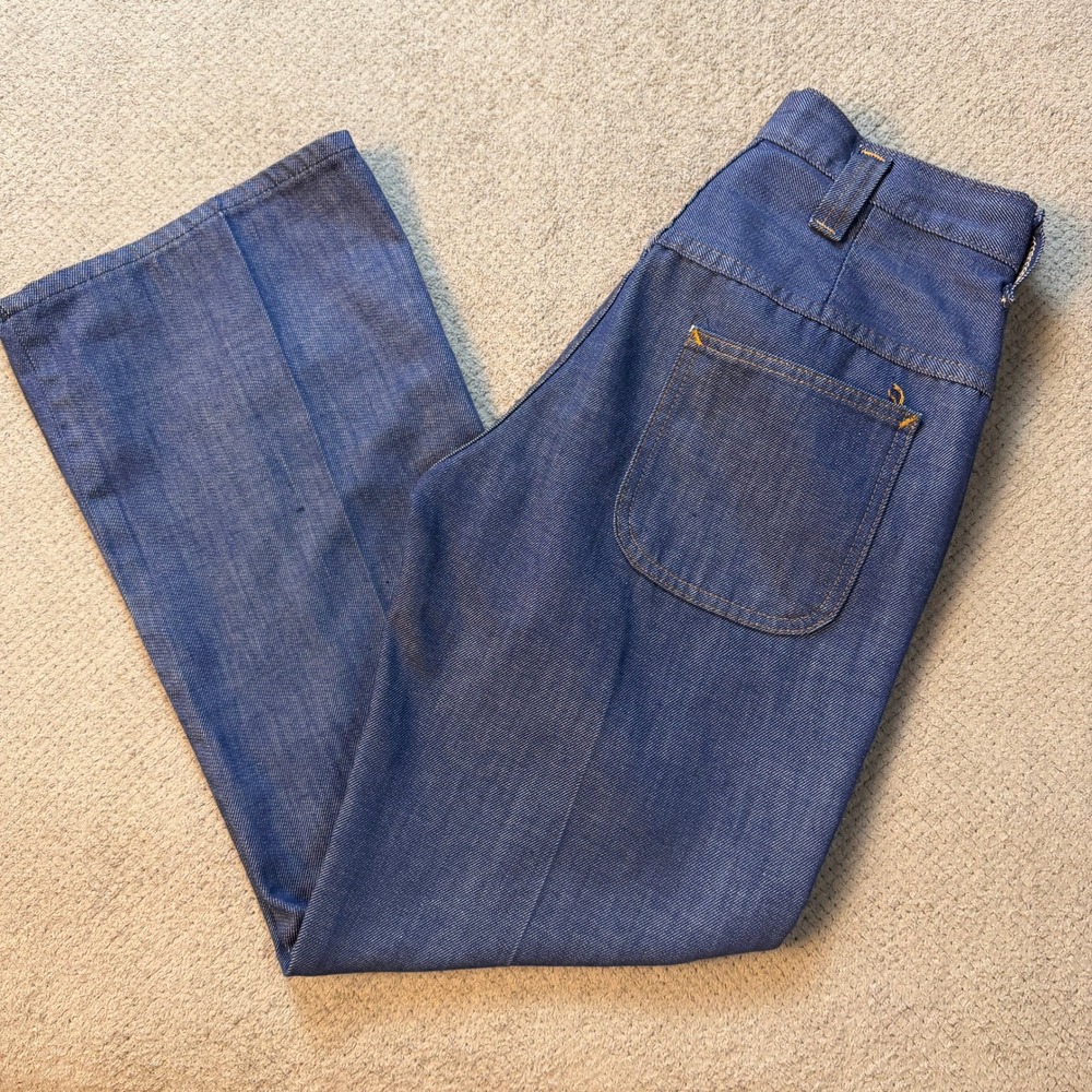 Vintage 1970s JCPenney Fashions Denim Flare Jeans Blue High Waist 26x30